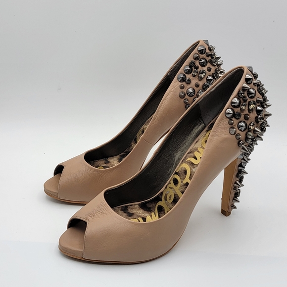 Sam Edelman "Lorissa" Leather Studded and Spiked Heels Size 9.5M - Picture 5 of 9